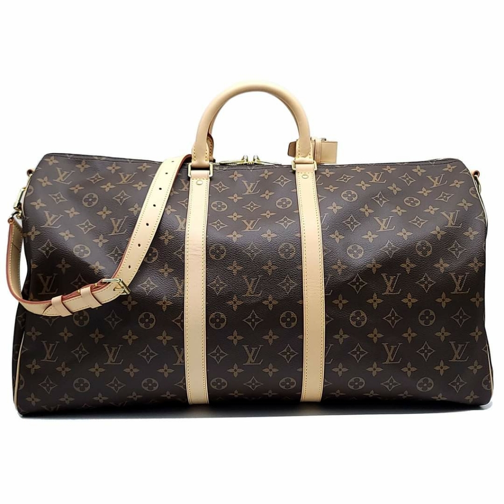 💯% AUTH Louis Vuitton Monogram Keepall 55 Bando